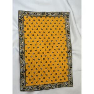 Valdrôme France Quilted Cotton Placemat Yellow Blue Provençal Print Vintage